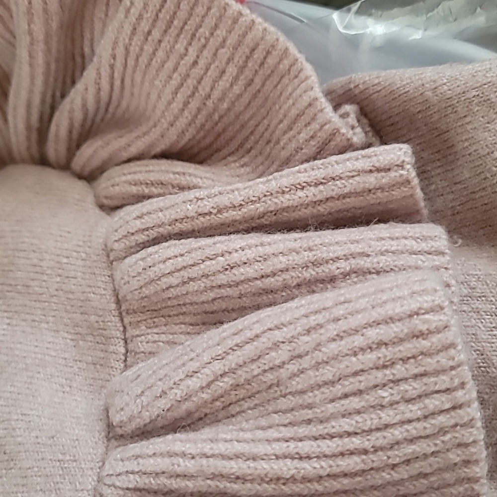 Madewell Tan Ribbed Sweater with Ruffle Yoke - Picture 10 of 10